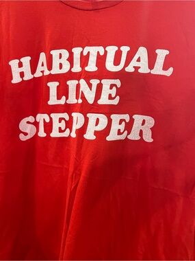 Gildan Red T-Shirt with White "HABITUAL LINE STEPPER" Text